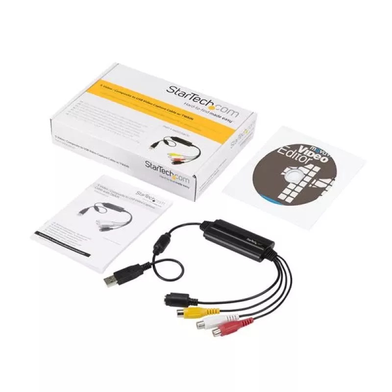 StarTech.com USB video nahrávací adaptérový kábel – S-Video/Composite na USB 2.0 SD video nahrávacie zariadenie kábel – podpora TWAIN – analógovo-digitálny prevodník pre ukladanie médií – iba Windows