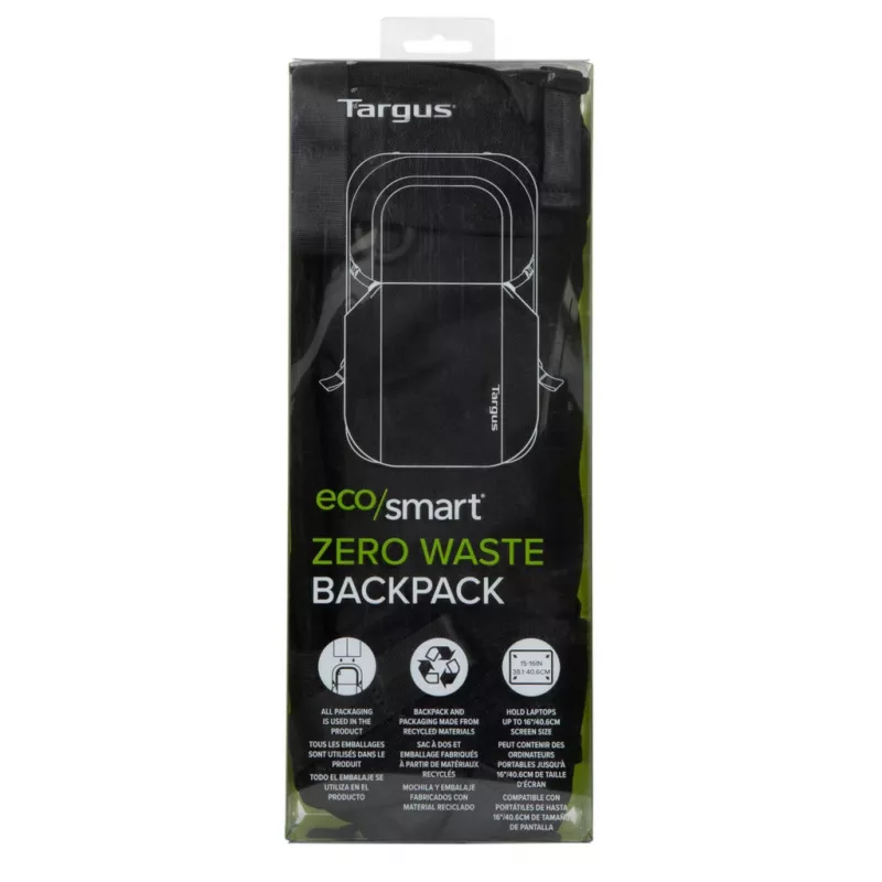 Targus TBB641GL EcoSmart Zero Waste batoh na notebook 15–16 palcov, plastový, čierny