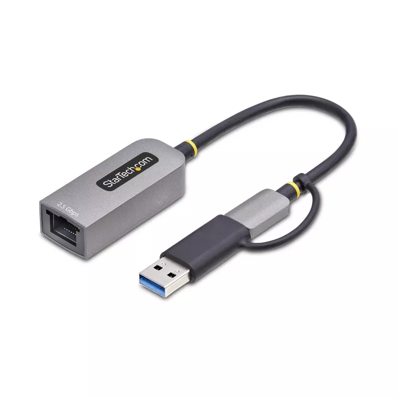 StarTech.com 2.5GbE USB-C na Ethernet adaptér s USB-A konvertorom, NBASE-T NIC, USB 3.0 Type-C 2.5/1G Multi Speed sieť, kompatibilný s Thunderbolt, Windows & Mac