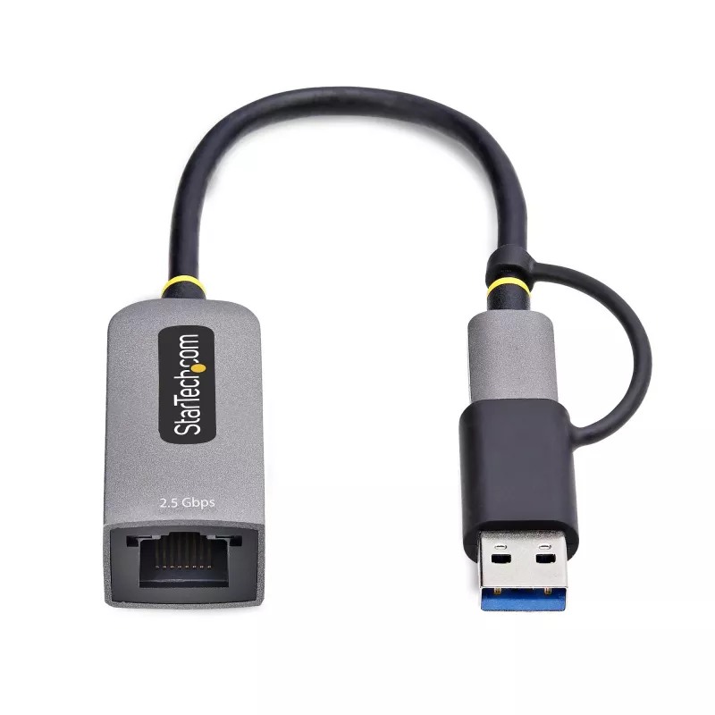 StarTech.com 2.5GbE USB-C na Ethernet adaptér s USB-A konvertorom, NBASE-T NIC, USB 3.0 Type-C 2.5/1G Multi Speed sieť, kompatibilný s Thunderbolt, Windows & Mac