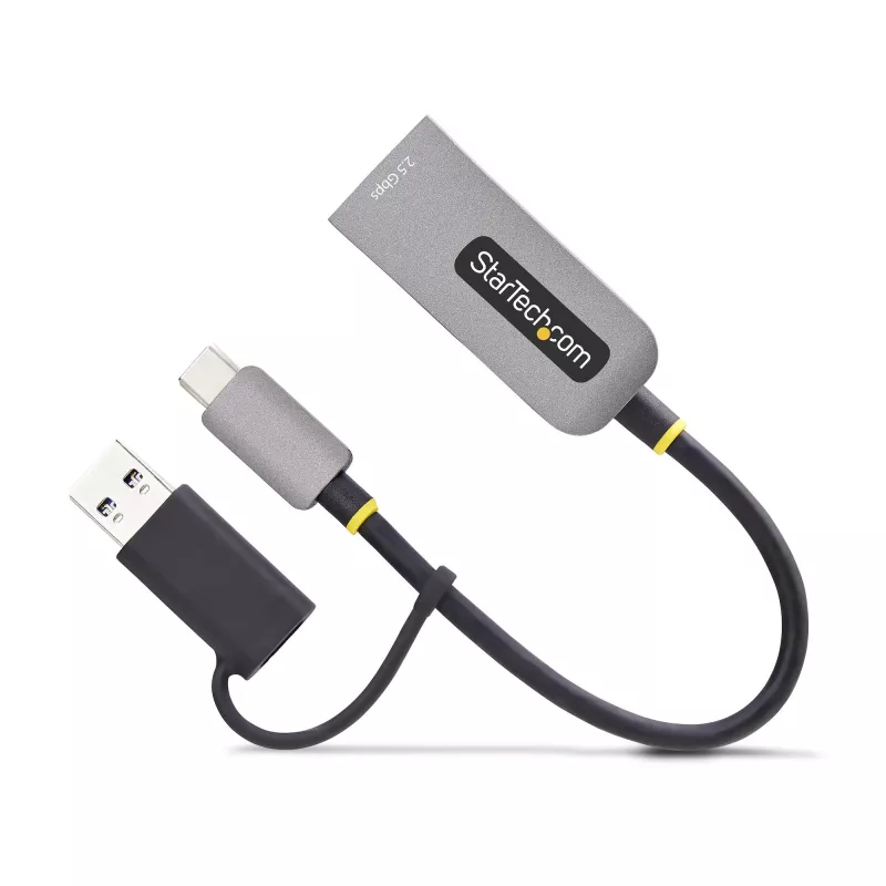 StarTech.com 2.5GbE USB-C na Ethernet adaptér s USB-A konvertorom, NBASE-T NIC, USB 3.0 Type-C 2.5/1G Multi Speed sieť, kompatibilný s Thunderbolt, Windows & Mac