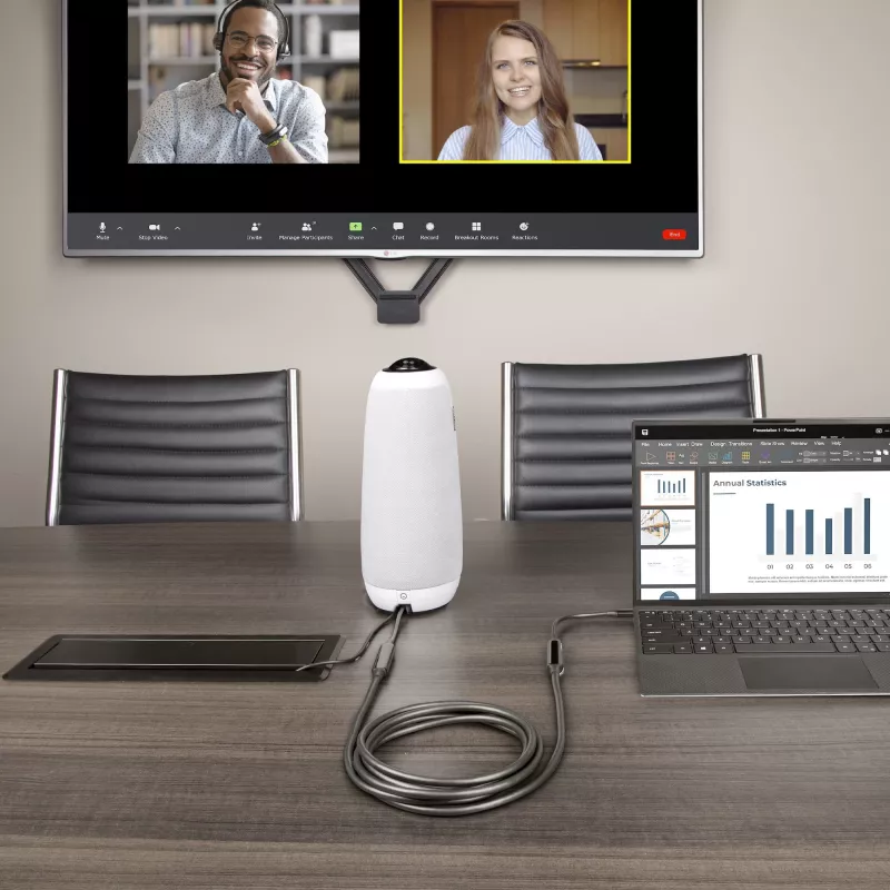 StarTech.com 3 m (10 ft) aktívny USB-C kábel, USB 3.2 Gen 2 10 Gbit/s, dlhý USB Type-C kábel na prenos dát, 60 W Power Delivery, 8K 60 Hz, DP 1.4 Alt-Mód s HBR3/HDR10/MST/DSC 1.2/HDCP 2.2 – USB-C na USB-C kábel