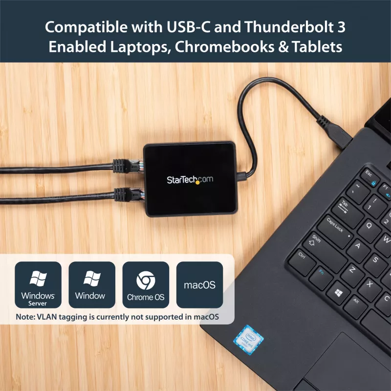 StarTech.com USB-C na Dual Gigabit Ethernet adaptér s USB (Type-A) portom