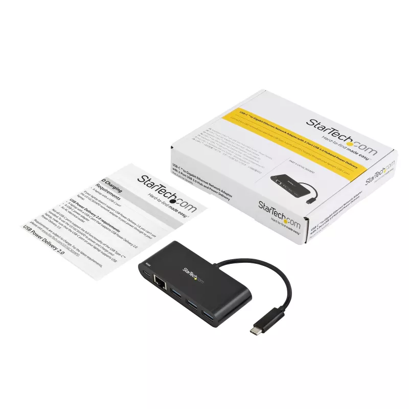 StarTech.com USB-C na Ethernet adaptér s 3-port USB 3.0 hubom a Power Delivery