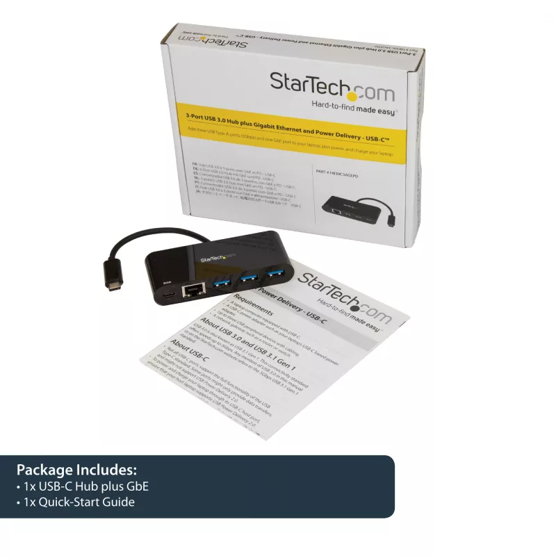 StarTech.com USB-C na Ethernet adaptér s 3-port USB 3.0 hubom a Power Delivery