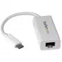 StarTech.com USB-C na Gigabit sieťový adaptér – biela, káblová, USB Type-C, Ethernet, 5000 Mbit/s, biela