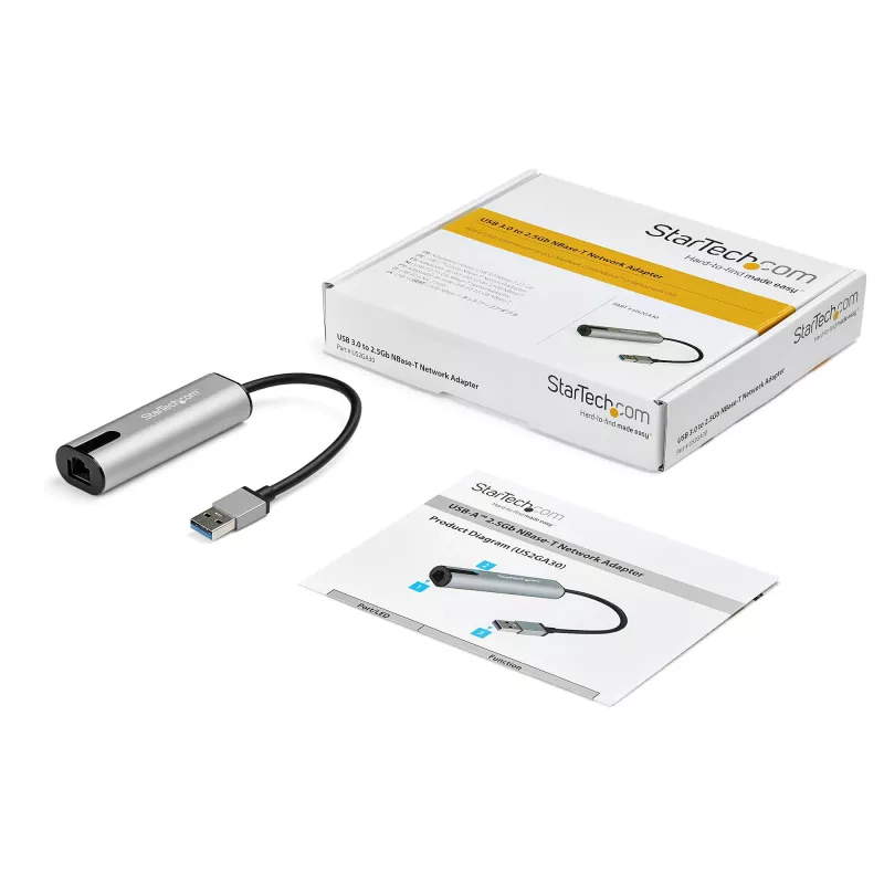 StarTech.com US2GA30 adaptér USB 3.0 Type-A na 2,5 Gigabit Ethernet, NBASE-T, 2.5GBASE-T, RJ45, 10/100/1000/2500 Mb/s, čierna/vesmírne sivá