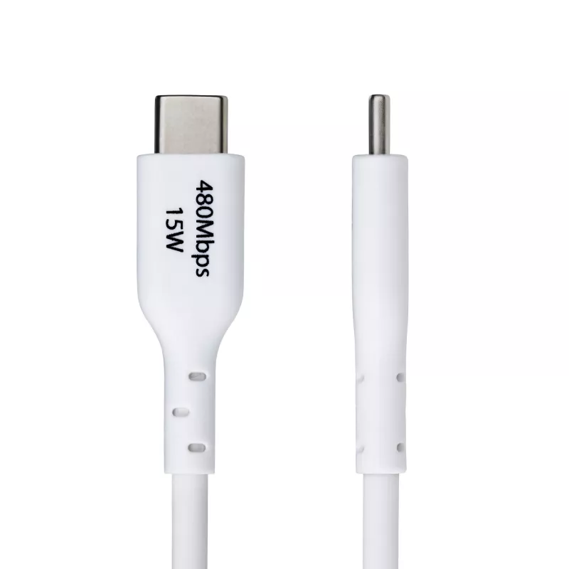 StarTech.com 2m USB-A na USB-C nabíjací kábel, nabíjanie & synchronizácia, 3A, USB 2.0, TPE plášť - biely USB nabíjací kábel
