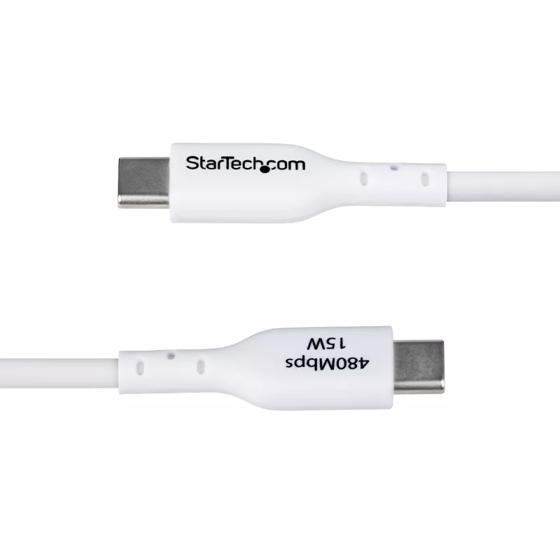 StarTech.com 2m USB-A na USB-C nabíjací kábel, nabíjanie & synchronizácia, 3A, USB 2.0, TPE plášť - biely USB nabíjací kábel