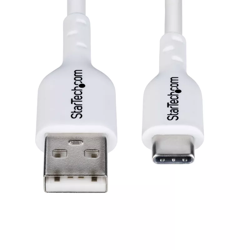 StarTech.com 2m USB-A na USB-C nabíjací kábel, nabíjanie & synchronizácia, 3A, USB 2.0, TPE plášť - biely USB nabíjací kábel