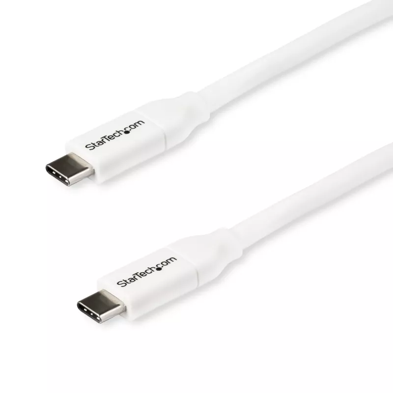 StarTech.com USB-C na USB-C kábel s 5 A PD – M/M – biely – 2 m – USB 2.0 – USB-IF certifikovaný