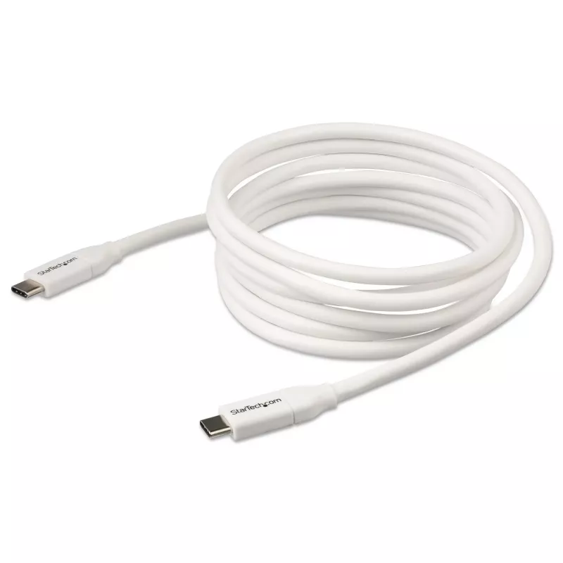 StarTech.com USB-C na USB-C kábel s 5 A PD – M/M – biely – 2 m – USB 2.0 – USB-IF certifikovaný