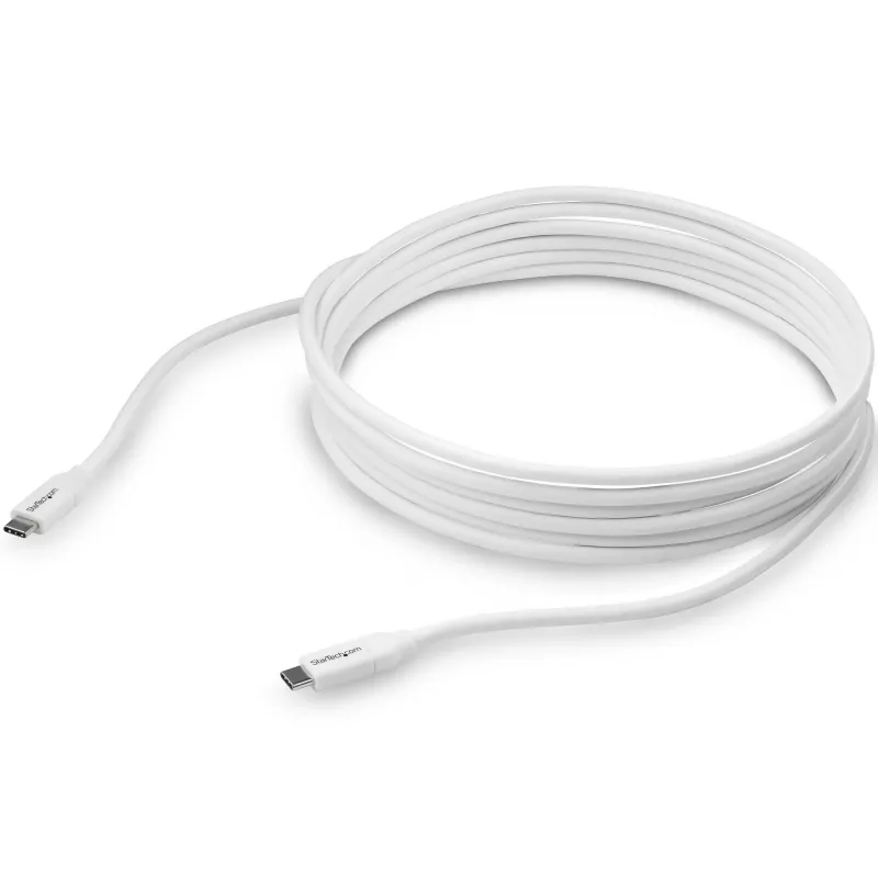 StarTech.com USB-C na USB-C kábel s 5A PD - M/M - biely - 4 m - USB 2.0 - USB-IF certifikovaný
