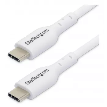 StarTech.com 2m biely USB-C nabíjací kábel, USB-C kábel, USB 2.0 Type-C nabíjací kábel pre notebook, 60W 3A Power Delivery, TPE plášť, USB-C dátový kábel, M/M