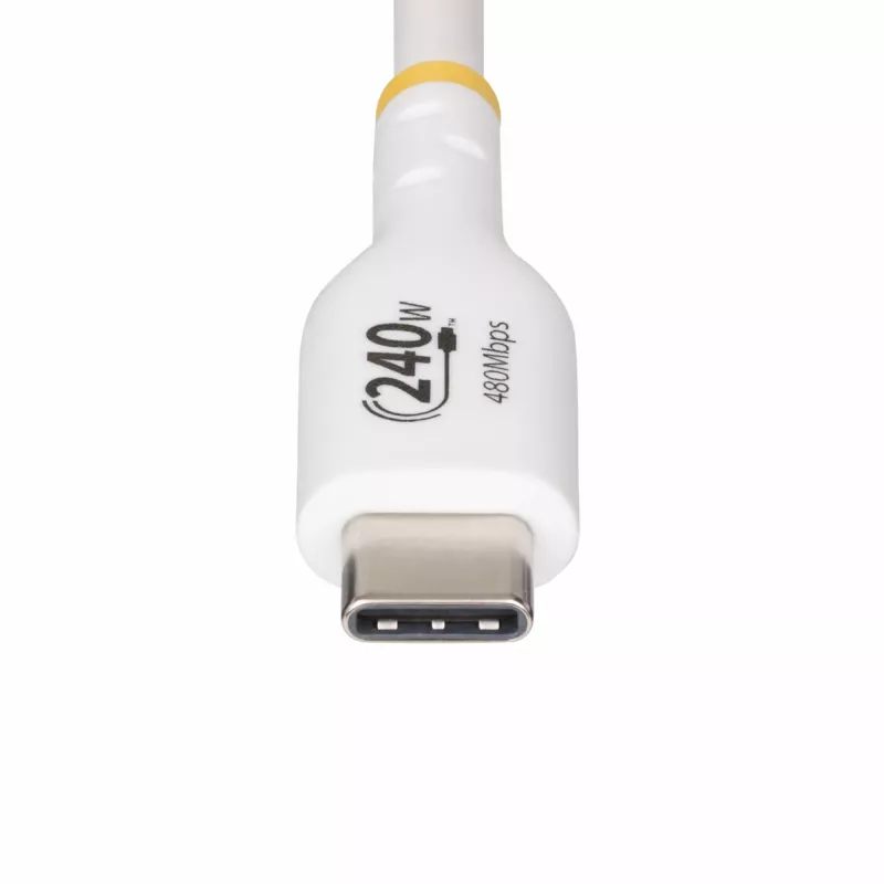 StarTech.com 1m biely USB-C nabíjací kábel, USB-IF certifikovaný USB-C kábel, 240W PD EPR, USB 2.0 Type-C nabíjací kábel pre notebook, USB-C dátový kábel, TPE plášť