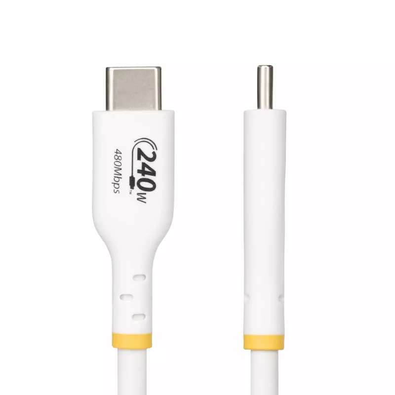 StarTech.com 3m biely USB-C nabíjací kábel, USB-IF certifikovaný USB-C kábel, 240W PD EPR, USB 2.0 Type-C nabíjací kábel pre notebook, USB-C dátový kábel, TPE plášť