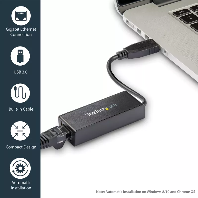 StarTech.com USB 3.0 na Gigabit Ethernet sieťový adaptér, 10/100/1000 Mbit/s, USB na RJ45, USB 3.0 na LAN adaptér, USB 3.0 Ethernet adaptér (GbE), v súlade s TAA