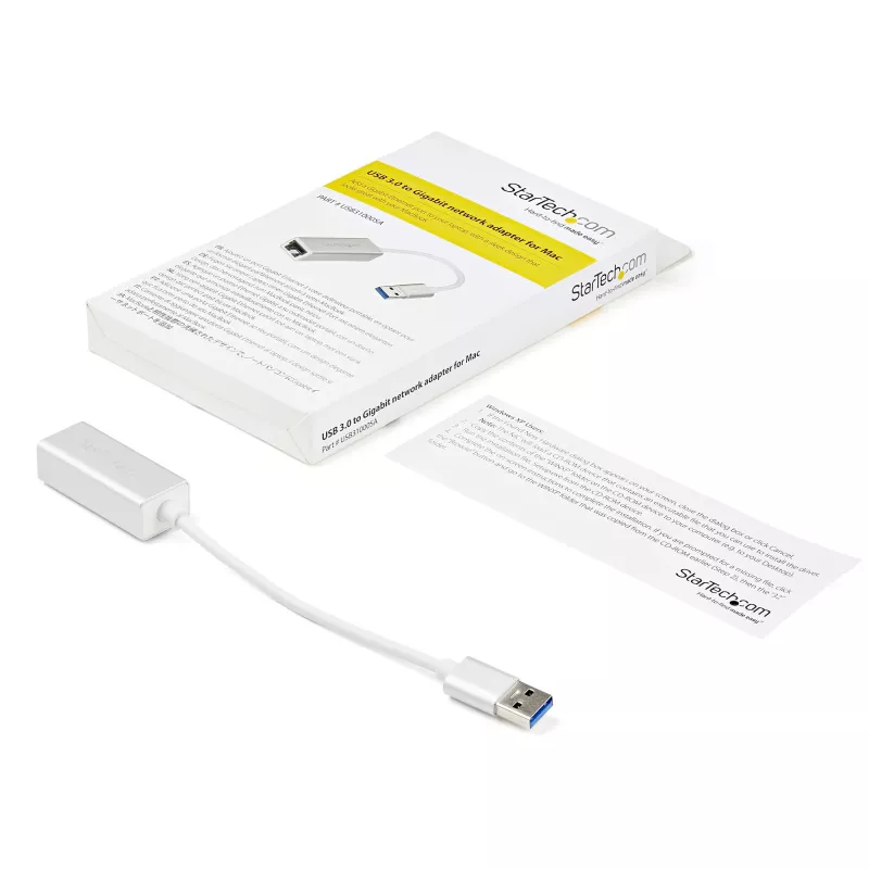 StarTech.com USB 3.0 na Gigabit sieťový adaptér – strieborný, káblový, USB, Ethernet, 2000 Mbit/s, strieborná