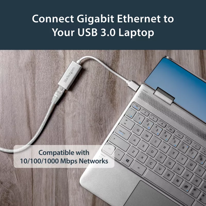 StarTech.com USB 3.0 na Gigabit sieťový adaptér – strieborný, káblový, USB, Ethernet, 2000 Mbit/s, strieborná