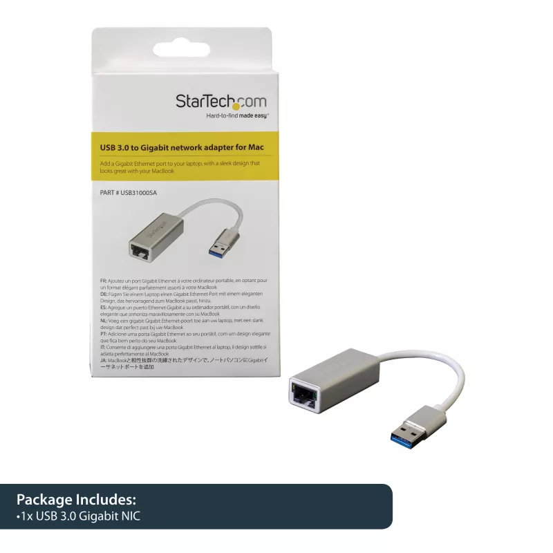 StarTech.com USB 3.0 na Gigabit sieťový adaptér – strieborný, káblový, USB, Ethernet, 2000 Mbit/s, strieborná