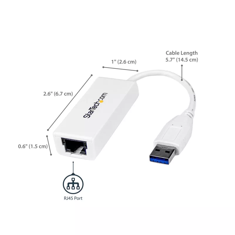 StarTech.com USB 3.0 na Gigabit Ethernet sieťový adaptér, 10/100/1000 Mbit/s, USB na RJ45, USB 3.0 na LAN adaptér, USB 3.0 Ethernet adaptér (GbE), v súlade s TAA
