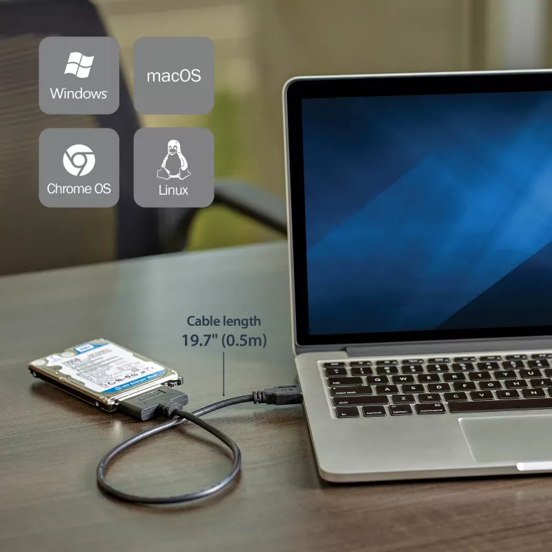 StarTech.com USB 3.1 na 2,5 palcový SATA adaptér pre pevný disk – USB 3.1 Gen 2 10 Gbit/s s UASP externý konvertor úložiska HDD/SSD