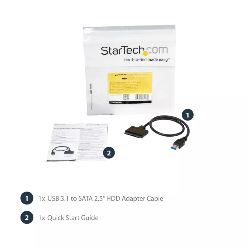 StarTech.com USB 3.1 na 2,5 palcový SATA adaptér pre pevný disk – USB 3.1 Gen 2 10 Gbit/s s UASP externý konvertor úložiska HDD/SSD