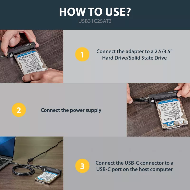 StarTech.com USB 3.1 (10 Gbit/s) adaptérový kábel pre 2,5 palcové/3,5 palcové SATA disky – USB-C