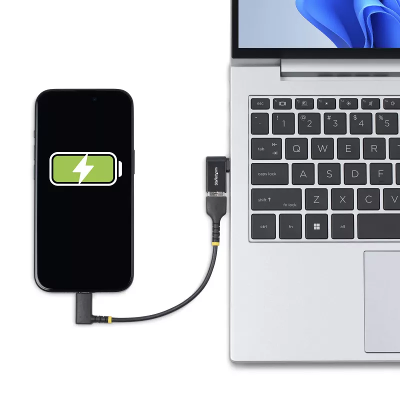 StarTech.com zahnutý USB-C na USB-A adaptér, USB 5 Gbit/s, kompaktný adaptér USB-C samec na USB-A samica, kovové puzdro, samec/samica