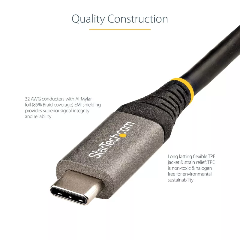 StarTech.com 3ft (1m) USB-C kábel 10 Gbit/s – USB-IF certifikovaný USB-C kábel – USB 3.1 Type-C kábel – 100W (5A) Power Delivery nabíjanie, DP Alt režim – USB-C na C kábel – nabíjanie a synchronizácia
