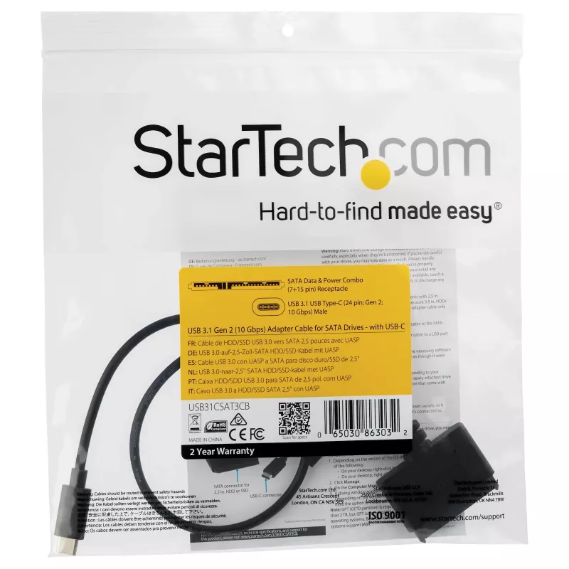StarTech.com USB 3.1 (10 Gbit/s) adaptérový kábel pre 2,5 palcové SATA disky – USB-C
