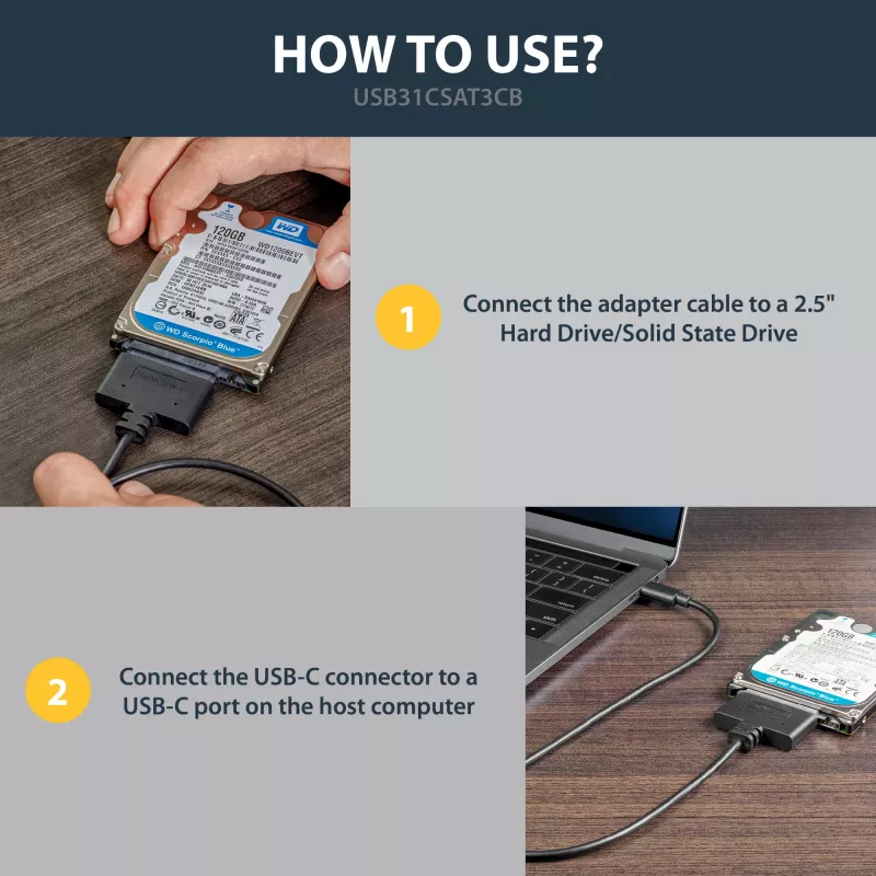 StarTech.com USB 3.1 (10 Gbit/s) adaptérový kábel pre 2,5 palcové SATA disky – USB-C