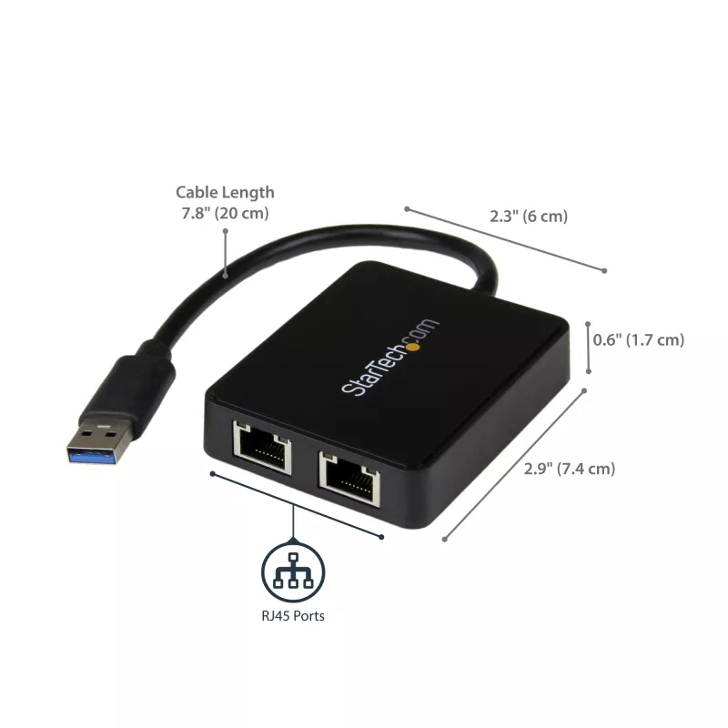 StarTech.com USB 3.0 na dvojportový Gigabit Ethernet adaptér NIC s USB portom