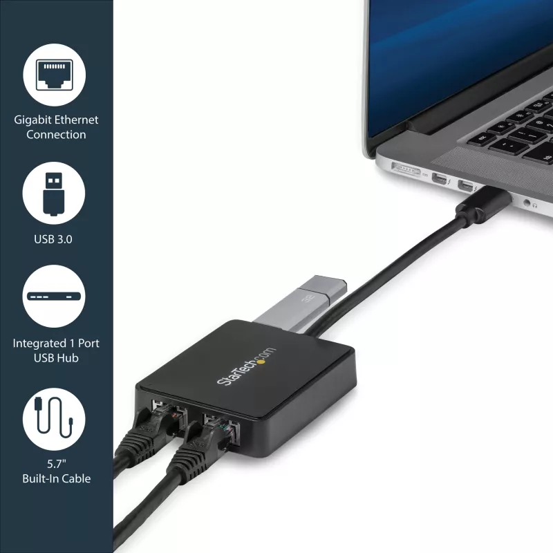 StarTech.com USB 3.0 na dvojportový Gigabit Ethernet adaptér NIC s USB portom
