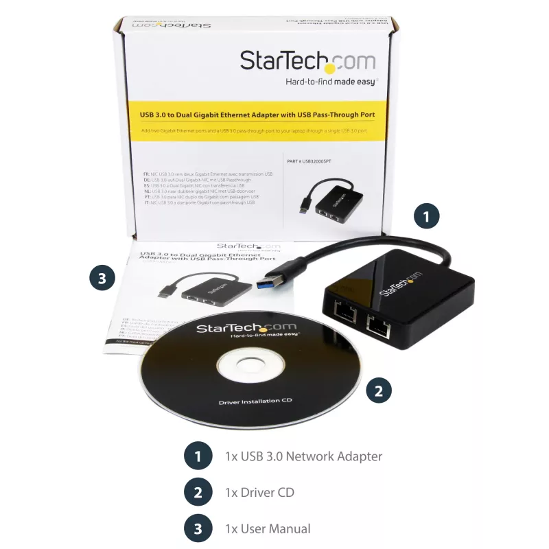StarTech.com USB 3.0 na dvojportový Gigabit Ethernet adaptér NIC s USB portom