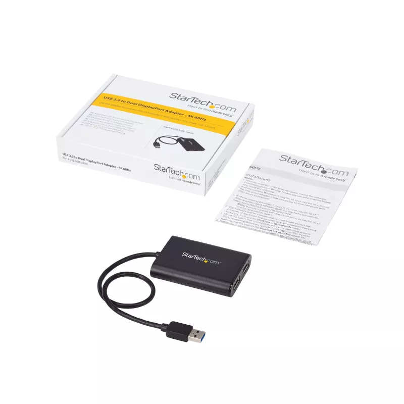 StarTech.com USB 3.0 na dvojitý DisplayPort adaptér – 4K 60 Hz, 3.2 Gen 1 (3.1 Gen 1), USB Type-A, DisplayPort výstup, 4096 x 2160 pixelov