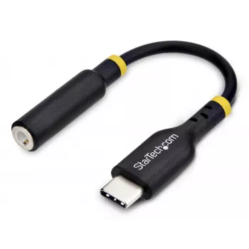 StarTech.com 12,7 cm (5 palcov) USB-C na 3,5 mm TRRS adaptér pre slúchadlá/headset, USB Type-C aux dongle, 32-bitový DAC, podporuje USB-C/Thunderbolt, notebook/telefón/tablet