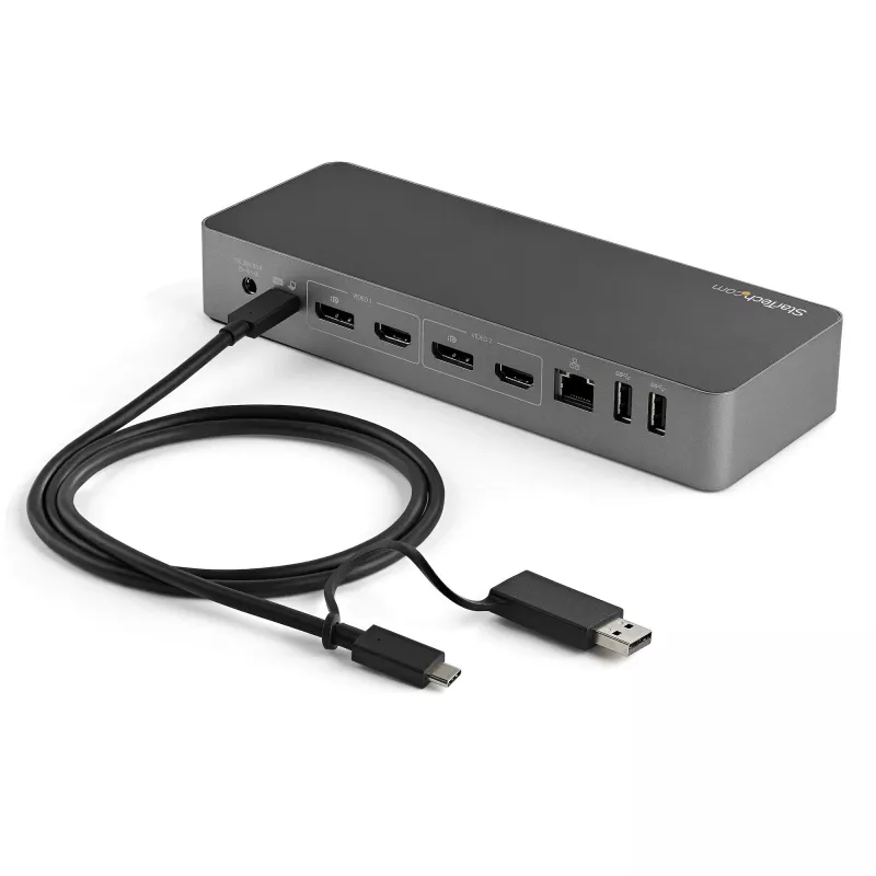 StarTech.com USB-C kábel 3ft (1m) s adaptérom USB-A dongle – Hybridný 2v1 USB-C kábel s USB-A – USB-C na USB-C (10 Gbit/s/100W PD), USB-A na USB-C (5 Gbit/s) – Ideálny pre hybridnú dokovaciu stanicu