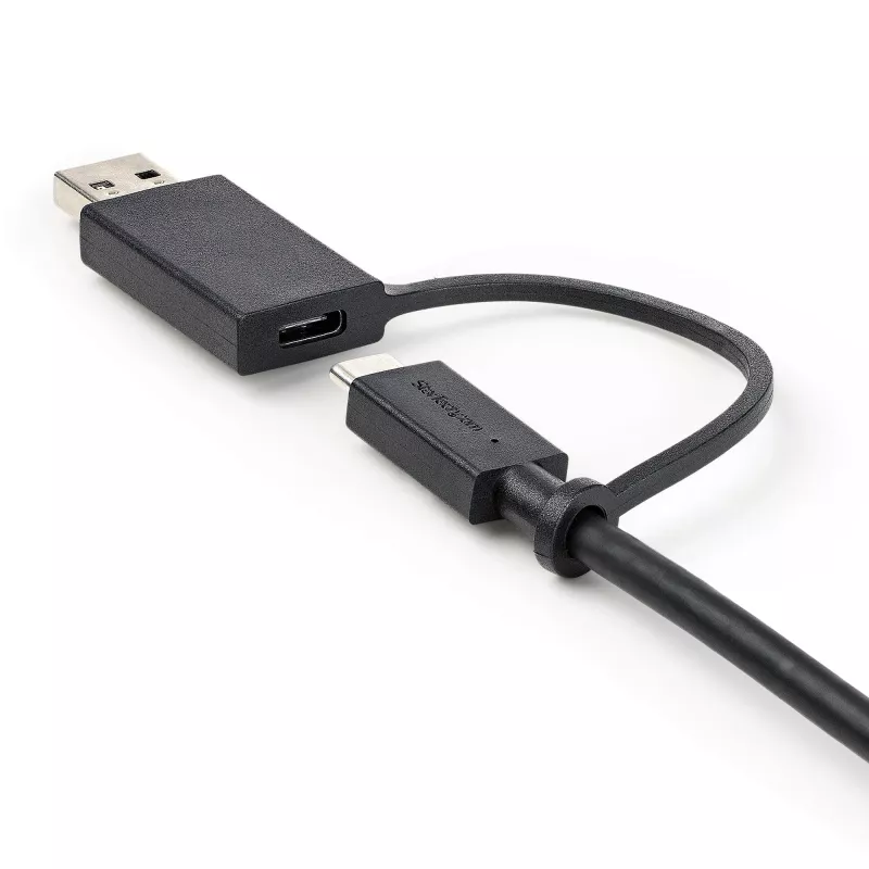 StarTech.com USB-C kábel 3ft (1m) s adaptérom USB-A dongle – Hybridný 2v1 USB-C kábel s USB-A – USB-C na USB-C (10 Gbit/s/100W PD), USB-A na USB-C (5 Gbit/s) – Ideálny pre hybridnú dokovaciu stanicu