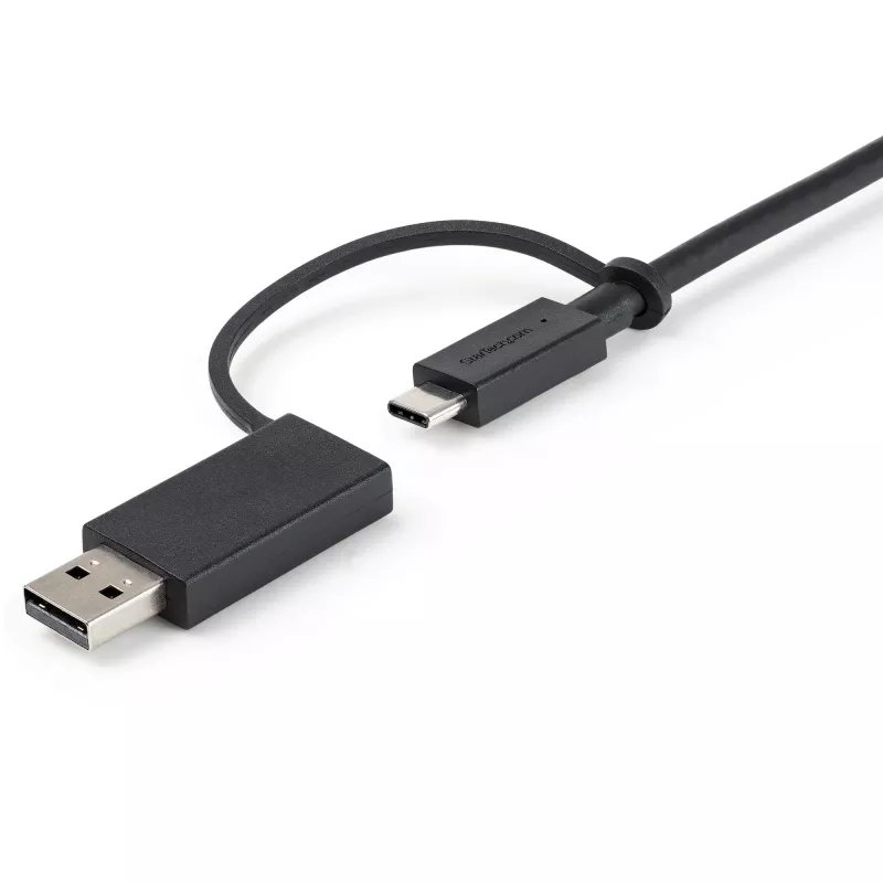 StarTech.com USB-C kábel 3ft (1m) s adaptérom USB-A dongle – Hybridný 2v1 USB-C kábel s USB-A – USB-C na USB-C (10 Gbit/s/100W PD), USB-A na USB-C (5 Gbit/s) – Ideálny pre hybridnú dokovaciu stanicu
