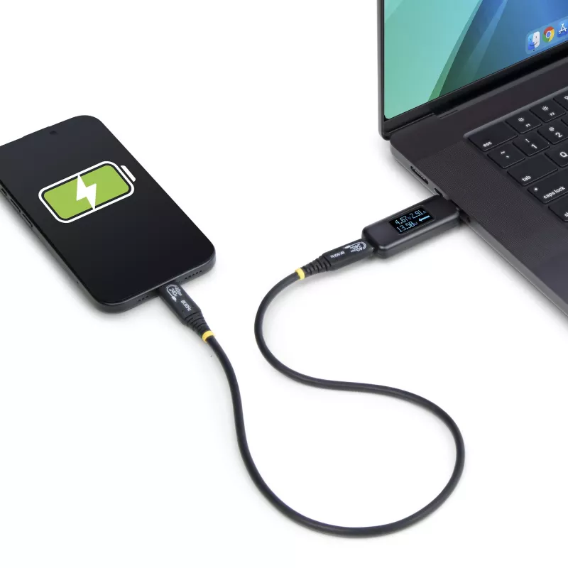 StarTech.com USB-C Power Tester, digitálny multimeter, obojsmerný voltmeter a ampérmeter, až do 240W PD EPR, prenosný tester výkonu USB-C káblov a portov
