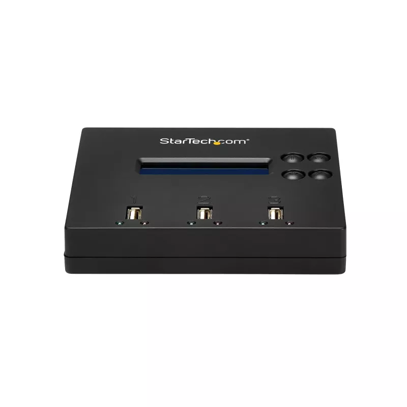 StarTech.com samostatný 1-na-2 duplikátor a vymazávač USB kľúčov, kopírovací stroj pre viacero USB flash diskov, systémová a súborová aj celodisková kópia s 1,5 GB/min, jednoduché a 3-pass vymazanie, LCD displej – TAA