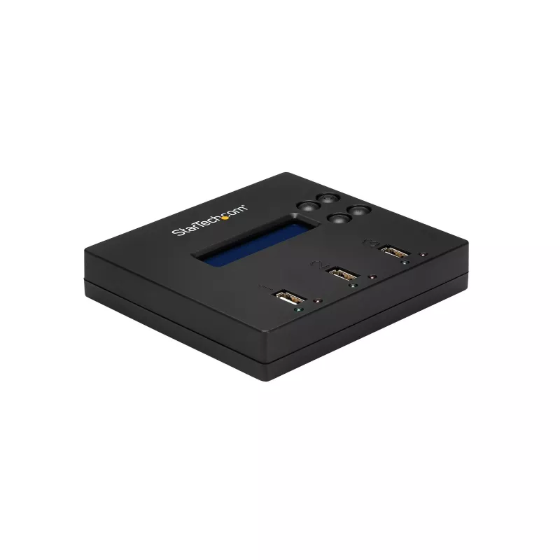StarTech.com samostatný 1-na-2 duplikátor a vymazávač USB kľúčov, kopírovací stroj pre viacero USB flash diskov, systémová a súborová aj celodisková kópia s 1,5 GB/min, jednoduché a 3-pass vymazanie, LCD displej – TAA