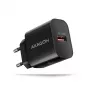 Axagon ACU-QC18 QC 3.0 1× VÝSTUP nástenná nabíjačka 18W, interiérová, AC, čierna