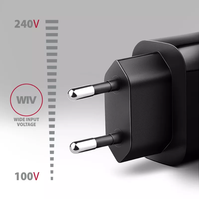 Axagon ACU-QC18 QC 3.0 1× VÝSTUP nástenná nabíjačka 18W, interiérová, AC, čierna