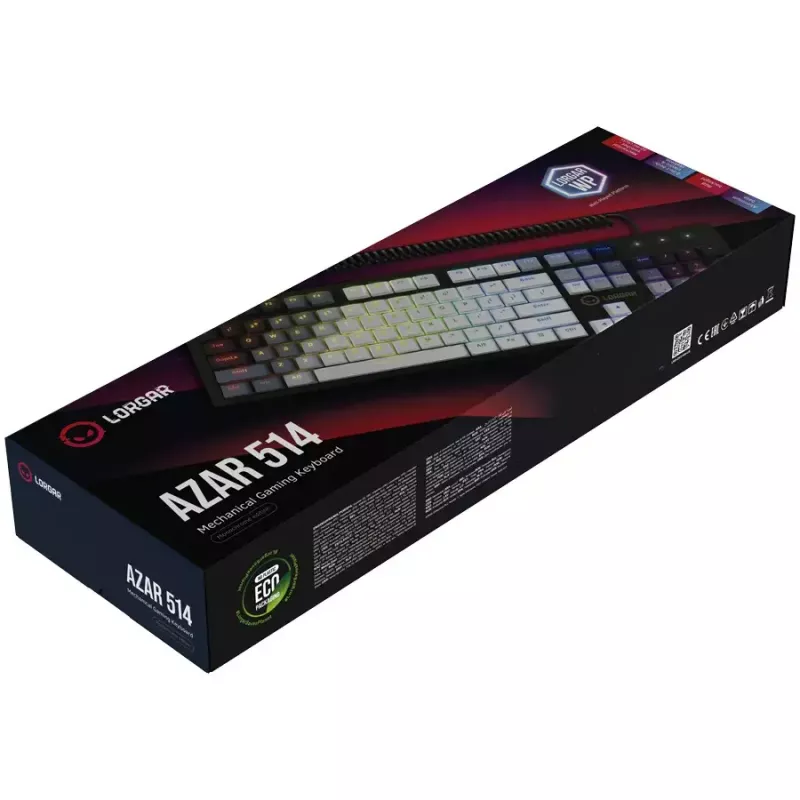 Mechanická klávesnica LORGAR Azar 514 biela s RGB podsvietením, ENG rozloženie