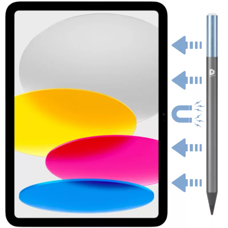 DEQSTER Pencil 2, tablet, Apple, modrý, sivý, Apple iPady od 2018, sivý, hliník, polykarbonát (PC), polyoxymetylén (POM)