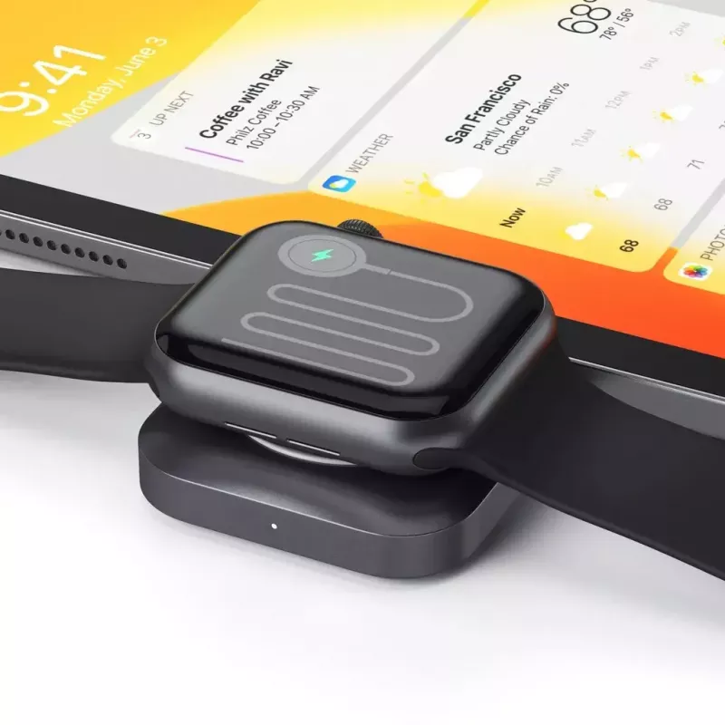 Nabíjacia stanica Satechi ST-TCMCAWM smartwatch čierna strieborná biela hliník