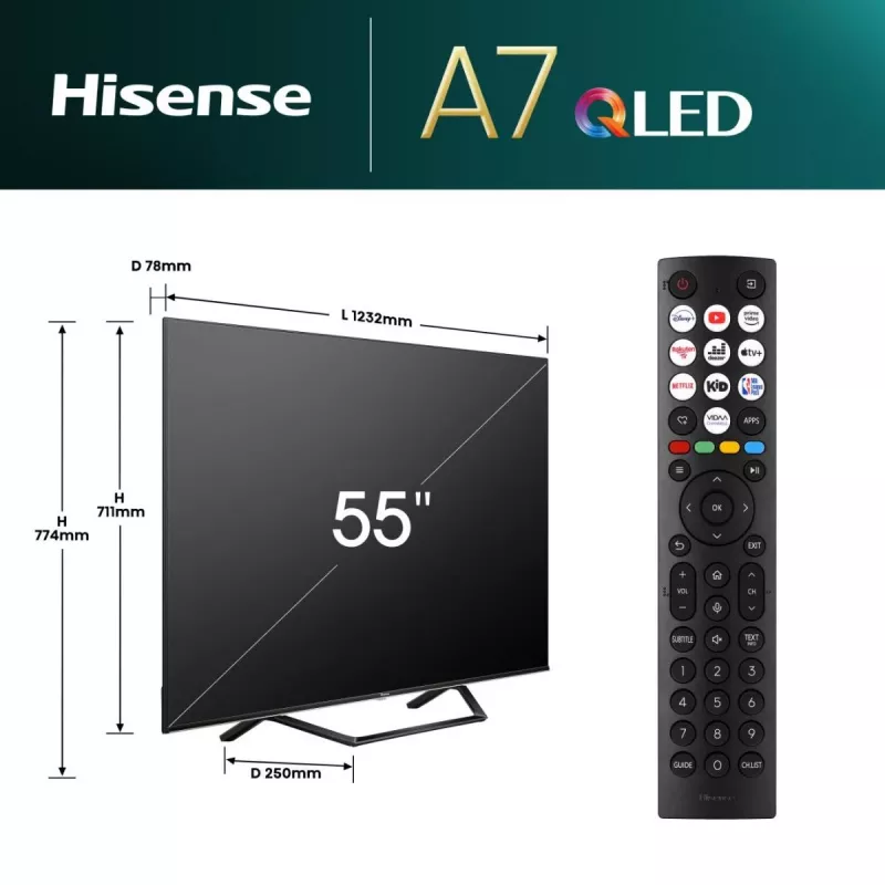 TV Hisense 55A7NQ 55 palcov 4K Ultra HD QLED 3840 x 2160