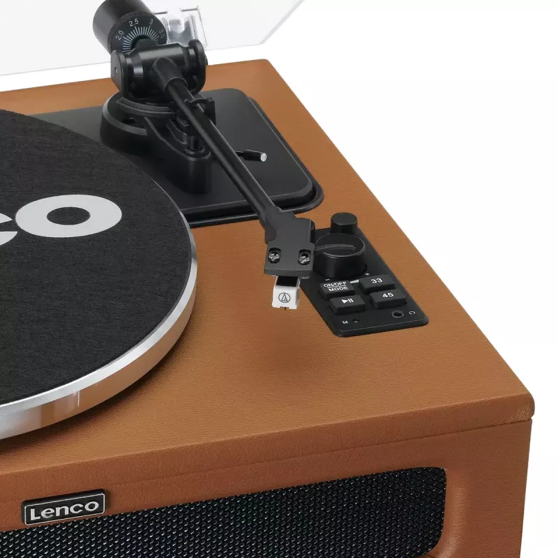 Remienkový audio gramofón Lenco LS-430BN hnedý manuálny 3-4 g prítlačná sila